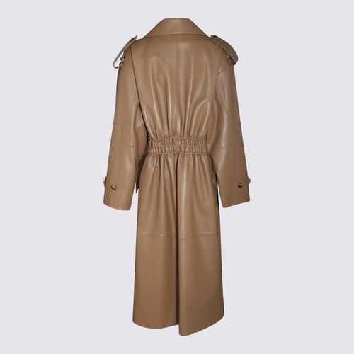 Beige Leather Shamali Coat - The Mannei - Modalova