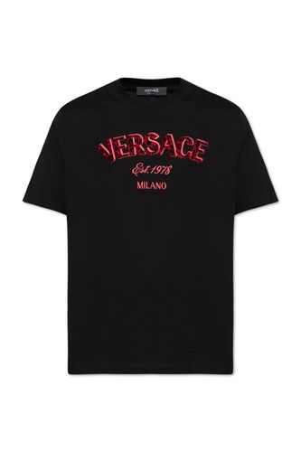 Logo-embroidered Crewneck T-shirt - Versace - Modalova