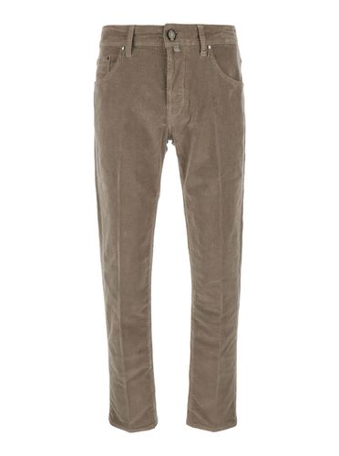 Scott Grey Slim Jeans With Logo Patch In Corduroy Man - Jacob Cohen - Modalova