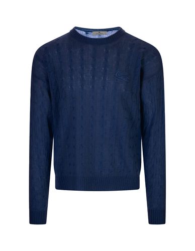 Etro Blue Braided Cashmere Sweater - Etro - Modalova