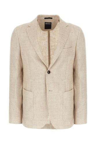 Embroidered Linen Blend Blazer - Zegna - Modalova