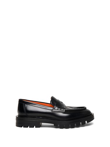 Leather Loafer With Rubber Sole - Santoni - Modalova