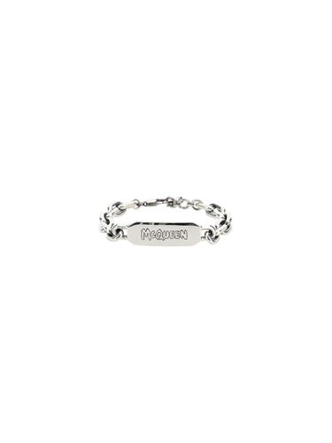 Mcqueen Graffiti Tag Bracelet In Antiqued Silver - Alexander McQueen - Modalova