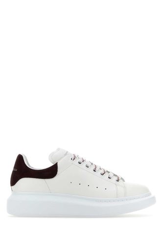 White Leather Sneakers With Brown Suede Heel - Alexander McQueen - Modalova