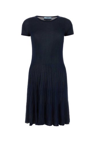 Midnight Blue Silk Blend Dress - Prada - Modalova