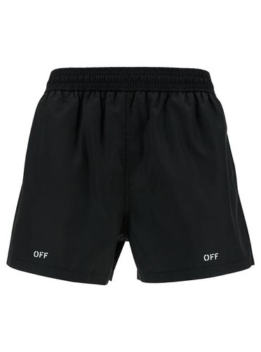 Swimsuit Trunks With Contrasting Print In Tech Fabric Man - Off-White - Modalova