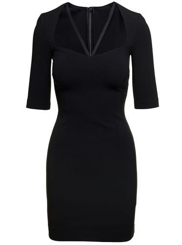Mini Dress With Short Sleeves And Neckline Detail In Viscose Blend Woman - Dolce & Gabbana - Modalova