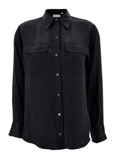 Signature Black Shirt With Two Patch Pockets In Silk Woman - Equipment - Modalova