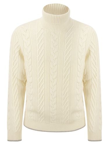Wool And Cashmere Cable-knit Turtleneck Sweater - Peserico - Modalova