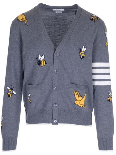 Cardigan With Birds And Bees - Thom Browne - Modalova