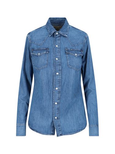 Round Hem Patched Pocket Denim Shirt - Polo Ralph Lauren - Modalova