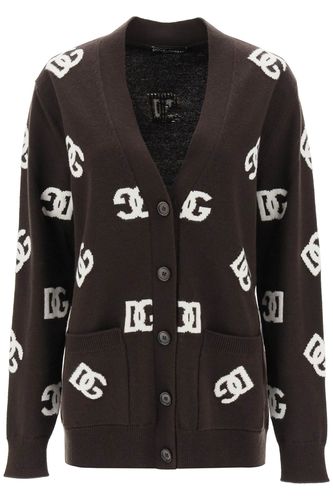 Maxi Cardigan With Dg Pattern Inlay - Dolce & Gabbana - Modalova