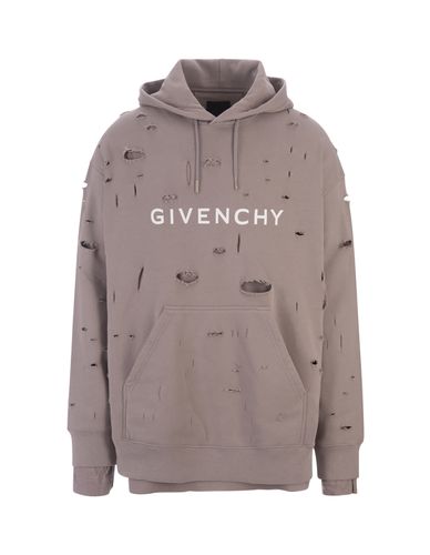Taupe Destroyed Hoodie With Logo - Givenchy - Modalova