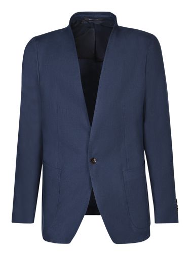 Tagliatore Collarless Blue Jacket - Tagliatore - Modalova