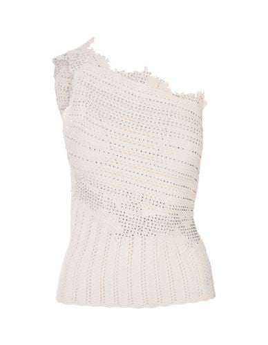 Cotton Top With Lace And Crystals - Ermanno Scervino - Modalova