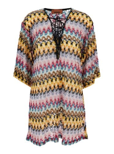 Dress With Zig Zag Motif And Laces On The Front In Cotton Woman - Missoni - Modalova