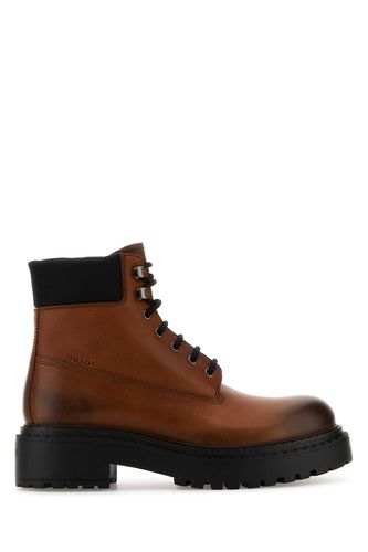 Prada Caramel Leather Ankle Boots - Prada - Modalova