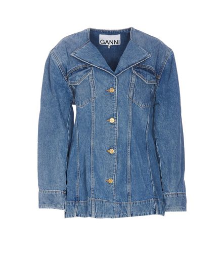 Blazer Mid Blue Vintage Fitted Denim - Ganni - Modalova