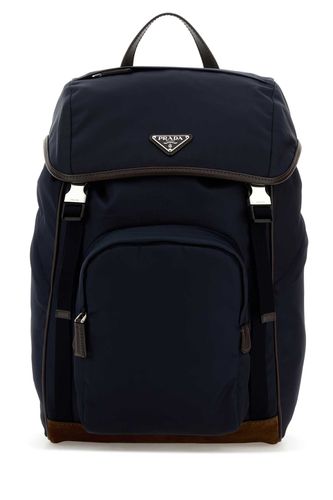 Two-tone Leather And Re-nylon Backpack - Prada - Modalova