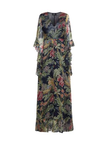 Navy Blue Printed Silk Maxi Dress - Etro - Modalova