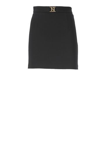 Logo Plaque Mini Skirt - Elisabetta Franchi - Modalova