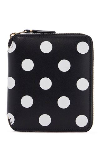 Black Leather Wallet With White Polka Dots And Gold Zip - Comme des Garçons Wallet - Modalova