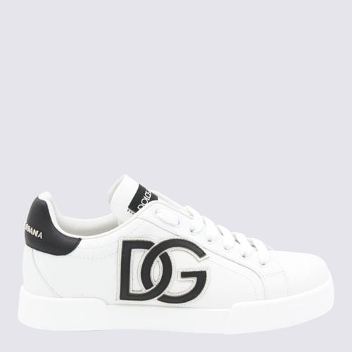 And Black Leather Portofino Sneakers - Dolce & Gabbana - Modalova