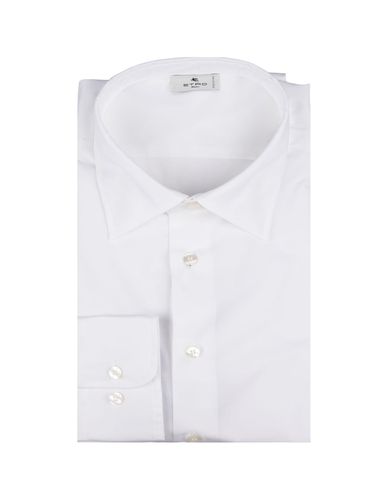 White Shirt With Embroidered Logo And Printed Undercollar - Etro - Modalova