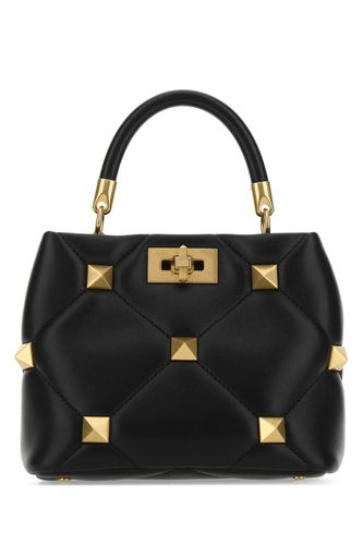Black Nappa Leather Small Roman Stud Handbag - Valentino Garavani - Modalova