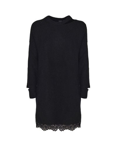 Cut-out Crewneck Lace Hem Dress - Pinko - Modalova