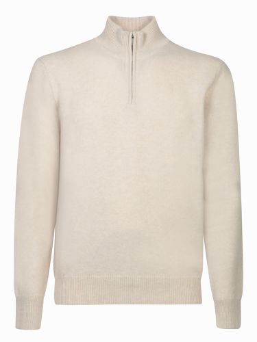 High Neck Nude Sweater With Half Zip - Zanone - Modalova