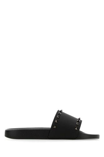 Black Rubber Rockstud Slippers - Valentino Garavani - Modalova