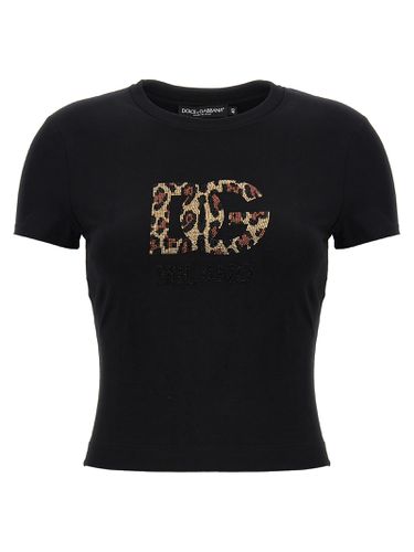 Rhinestone Logo T-shirt - Dolce & Gabbana - Modalova