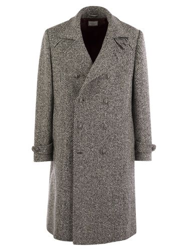 One-and-a-half-breasted Coat In Herringbone Virgin Wool - Brunello Cucinelli - Modalova