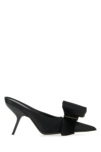 Ferragamo Black Satin Emii 85 Mules - Ferragamo - Modalova