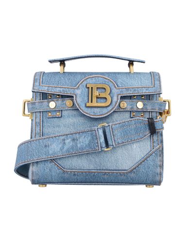 B-buzz 23 Bag In Denim Print Canvas - Balmain - Modalova