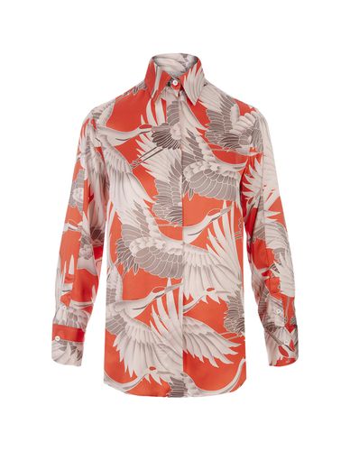 Kiton Printed Silk Shirt In Orange - Kiton - Modalova