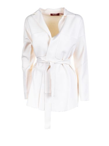 Viscose Cardigan With Belt In White - Max Mara Studio - Modalova