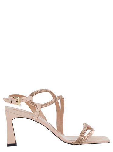 Bling Bling Sandals With Rhinestone Detail In Suede Woman - Pollini - Modalova