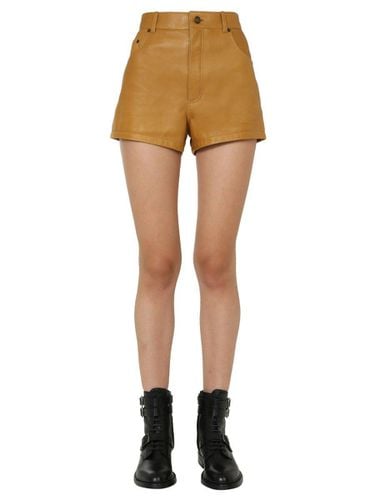 High-waisted Leather Shorts - Saint Laurent - Modalova