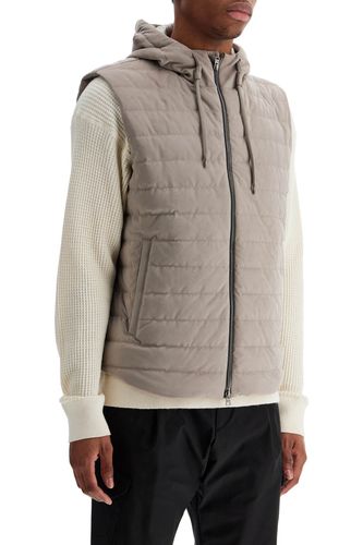 Sleeveless Down Jacket In Dove Gray Polyester With Quilted Hood - Herno - Modalova