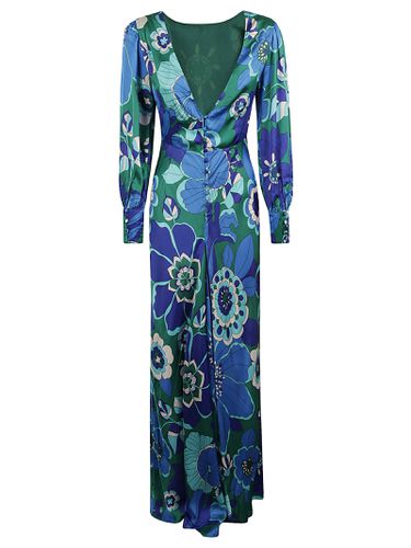 V-neck Miami Floral Printed Long Dress - RIXO - Modalova