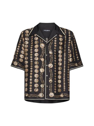 Bowling Shirt With All-over Coin Print In Silk - Dolce & Gabbana - Modalova