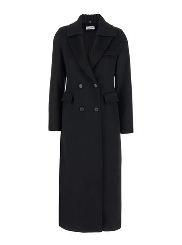 Long Double-breasted Coat With Ribbed Revers In Wool Woman - Parosh - Modalova