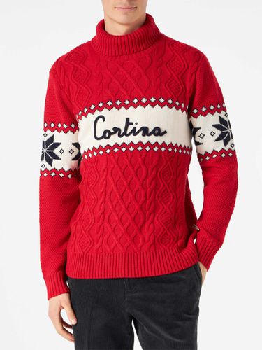 Half-turtleneck Sweater With Cortina Lettering - MC2 Saint Barth - Modalova