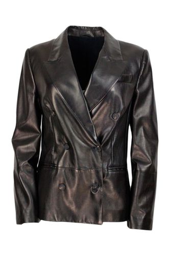 Jacket In Soft Nappa Lux With Monili On The Neck. Double Layer Model - Brunello Cucinelli - Modalova