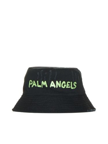 Logo Printed Distressed Bucket Hat - Palm Angels - Modalova