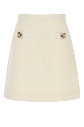 White Wool Blend Mini Skirt - Valentino Garavani - Modalova