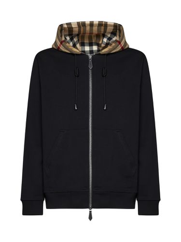 Check Detailed Zipped Drawstring Hoodie - Burberry - Modalova