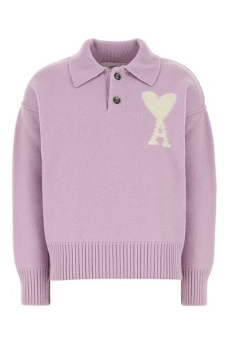 Lilac Wool Polo Shirt - Ami Alexandre Mattiussi - Modalova